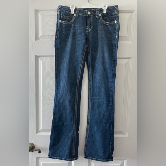 Women's Royal Blue Boot Cut Low Rise Express Jeans size 9X35 - Picture 6 of 9